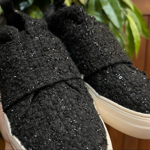 New DV Dolce Vita Black Tweed Sequin Slip On Platform Sneakers - Picture 6 of 6